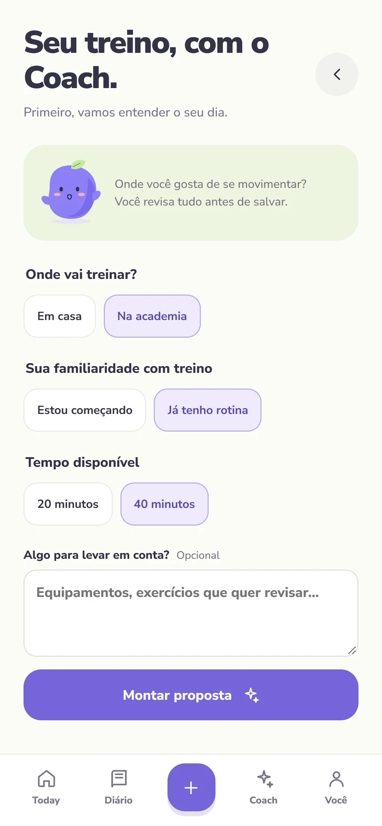 Treino com o Coach
