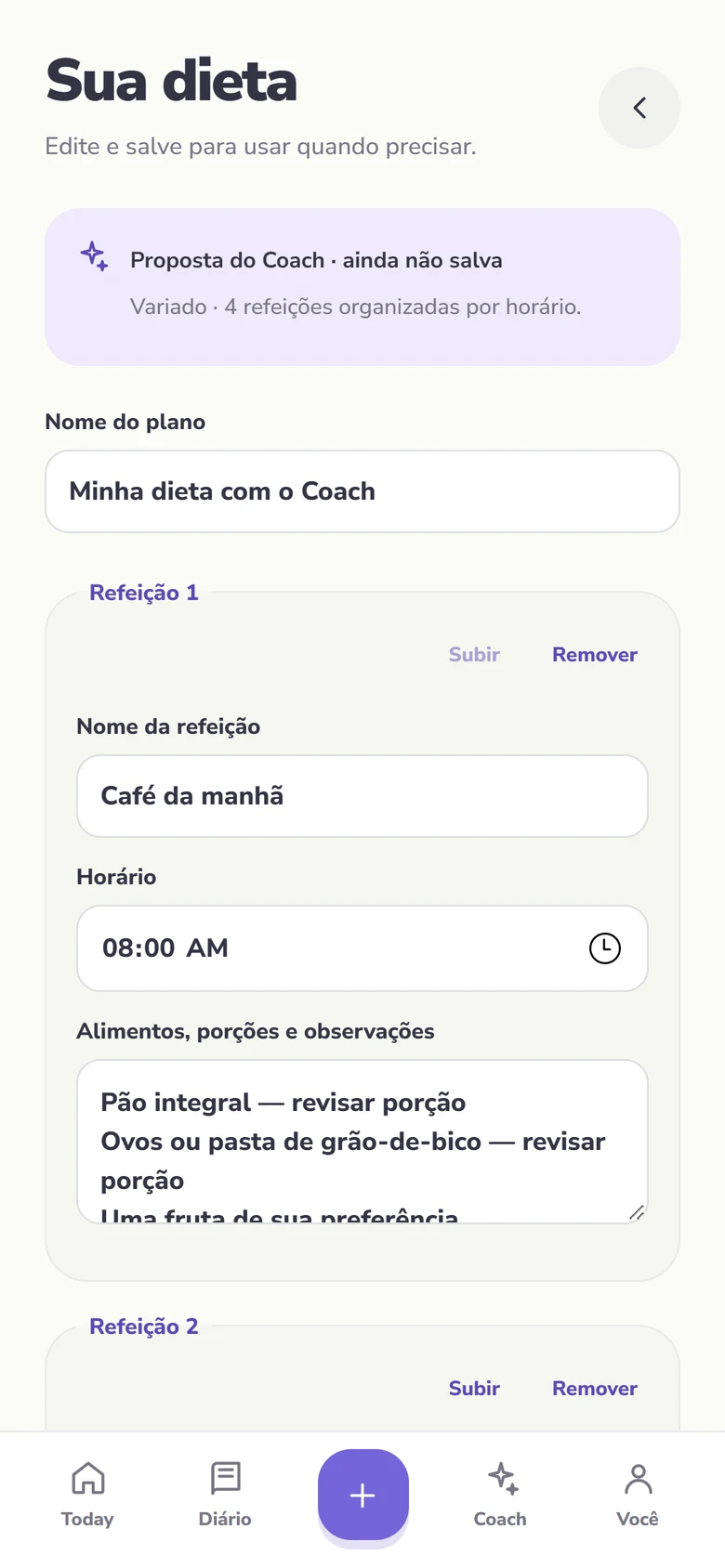 Editor de dieta